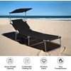 image:imageGiantex Tanning Chair Patio Chaise Lounge Chair with 5 Adjustable Position Shade Canopy Storage Pocket Camping Cot Outdoor Sunbathing Recliner for Poolside Lawn Folding Beach Chairs2 BlackBlack