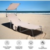 image:imageGiantex Tanning Chair Patio Chaise Lounge Chair with 5 Adjustable Position Shade Canopy Storage Pocket Camping Cot Outdoor Sunbathing Recliner for Poolside Lawn Folding Beach Chairs2 BlackBeige