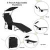 image:imageGiantex Tanning Chair Patio Chaise Lounge Chair with 5 Adjustable Position Shade Canopy Storage Pocket Camping Cot Outdoor Sunbathing Recliner for Poolside Lawn Folding Beach Chairs2 BlackBlack