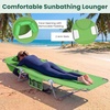 image:imageGiantex Tanning Chair with Face Hole Folding Beach Lounge Chair w 5Position Adjustable Backrest Storage Pocket Removable Cushion Outdoor Sunbathing Chair for Pool Camping 1GreenGreen