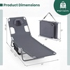 image:imageGiantex Tanning Chair with Face Hole Folding Beach Lounge Chair w 5Position Adjustable Backrest Storage Pocket Removable Cushion Outdoor Sunbathing Chair for Pool Camping 1GreenGrey