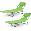 image:imageGiantex Tanning Chair with Face Hole Folding Beach Lounge Chair w 5Position Adjustable Backrest Storage Pocket Removable Cushion Outdoor Sunbathing Chair for Pool Camping 1GreenGreen