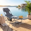 image:imageGiantex Tanning Chair with Face Hole Folding Beach Lounge Chair w 5Position Adjustable Backrest Storage Pocket Removable Cushion Outdoor Sunbathing Chair for Pool Camping 1GreenGrey