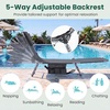 image:imageGiantex Tanning Chair with Face Hole Folding Beach Lounge Chair w 5Position Adjustable Backrest Storage Pocket Removable Cushion Outdoor Sunbathing Chair for Pool Camping 1GreenGrey
