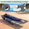 image:imageGiantex Tanning Chair with Face Hole Folding Beach Lounge Chair w 5Position Adjustable Backrest Storage Pocket Removable Cushion Outdoor Sunbathing Chair for Pool Camping 1GreenGrey