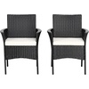 image:imagePatio Chairs Set of 2 All Weather Rattan Wicker Dining Chairs with Soft Removable Cushions Armrest Outdoor Dining Chairs for Garden Pool Backyard Lawn Porch Black