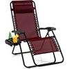 image:imageGiantex 2 PCS Zero Gravity Chair Patio Chaise Lounge Chairs Outdoor Yard Pool Recliner Folding Lounge Chair with Cup Holder BeigeBurgundy