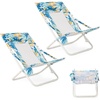 image:imageGiantex 2Pack Folding Beach Chair Low Lawn Chairs with Padded Head Pillow Mesh Back Cup Holder and Armrests Portable Outdoor Lounge Chair for Camping Sunbathing Picnic FishingBlue