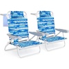image:imageGiantex 2Pack Folding Camping Chair with 5 Adjustable Positions Head Pillow Towel Bar Armrests amp Cup Holder Portable Outdoor Backpack Chair for Lay Flat Sunbathing Picnic Beach Blue