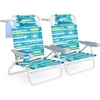 image:imageGiantex 2Pack Folding Camping Chair with 5 Adjustable Positions Head Pillow Towel Bar Armrests amp Cup Holder Portable Outdoor Backpack Chair for Lay Flat Sunbathing Picnic Beach Green