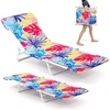 image:imageGiantex 2Pack Patio Lounge Chair with 5Position Carry Strap Metal Frame 330Lbs Portable Chaise Lounge Folding Camping Cot for Lay Flat Outdoor Poolside Backyard Beach Tanning 1 BlueColorful