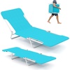 image:imageGiantex 2Pack Patio Lounge Chair with 5Position Carry Strap Metal Frame 330Lbs Portable Chaise Lounge Folding Camping Cot for Lay Flat Outdoor Poolside Backyard Beach Tanning 1 BlueBlue