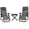 image:imageGiantex 3 PCS Zero Gravity Chair Patio Chaise Lounge Chairs Outdoor Yard Pool Recliner Folding Lounge Table Chair Set Backyard Lounge Chairs BeigeGrey