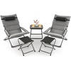 image:imageGiantex 5Piece Patio Bistro Set Folding Lounge Chairs with Footrest Stool amp Side Table Removable Cushion Headrest Armrest Outdoor Conversation Furniture for Porch Balcony Yard Pool