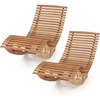 image:imageGiantex Acacia Wood Outdoor Rocking Chair Set of 2 Patio Lounge Chair with Ergonomic Curved amp Slatted Seat High Back Bottom Stopper Outside Chaise Lounge 63x235x26 Pool Lounger for Porch2
