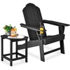 image:imageGiantex Adirondack Chair and Outdoor Side Table Set HDPE Fire Pit Chair Set with Small End Table Cup Holder Lounge Set for Outside Deck Poolside Backyard Garden Patio Chair Set BlackBlack