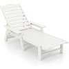 image:imageGiantex Adjustable Chaise Lounge Outdoor  Patio HDPE Reclining Chair Outdoor Recliner with 4Position Backrest Movable Cup Holder Chaise Lounge Chair for Garden Poolside Backyard WhiteWhite