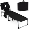 image:imageGiantex Face Down Tanning Chair Folding Beach Lounge Chair w 4Position Adjustable Backrest Outdoor Sunbathing Lounge Chair wFace Arm Holes amp Storage Pocket for Patio Deck Poolside 1 NavyBlack
