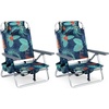 image:imageGiantex Folding Beach Chair Patio Sling Chairs with 5 Adjustable Position Head Pillow Storage Bag Towel Bar Cup Holders Backpack Chairs for Sunbathing Camping ChairGreen