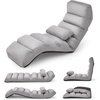 image:imageGiantex Folding Lazy Sofa Chair Modern Chaise Lounge WPillow for Reading Leisure Foldable Comfy Floor Accent Chair for Bedroom Living Room GrayGrey