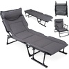 image:imageGiantex Folding Patio Lounge Chair with 6 Backrest Positions Portable Foldable Bed with Cushion and Armrest Head Pillow Adjustable Recliner Outdoor Camping Cot for Yard Bench Office Home 21