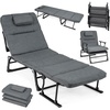 image:imageGiantex Folding Patio Lounge Chair with 6Level Adjustable Backrest Outdoor Foldable Bed with Detachable Cushion and Armrest Head Pillow Portable Camping Cot for Yard Bench Office Home 11