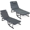 image:imageGiantex Folding Patio Lounge Chair with 6Level Adjustable Backrest Outdoor Foldable Bed with Detachable Cushion and Armrest Head Pillow Portable Camping Cot for Yard Bench Office Home 12