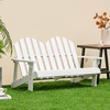 image:imageGiantex Kids Adirondack Chair 2Seat  Childrens Outdoor Chair with High Backrest Arm Rest 300 Lbs Capacity Wood Double Loveseat Porch Chair for Yard Poolside 1 Khaki GreyWhite