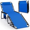 image:imageGiantex Lounge Chair Outdoor Folding Tanning Chair with 4 Adjustable Positions Removable Headrest Footrest Side Pocket Load 440 Lbs Portable Recliner for Lawn Yard Beach Sunbathing 1 GreyNavy