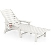 image:imageGiantex Lounge Chair Outdoor Oversized Chaise Lounge Chair with 4Position Backrest Rotatory Cup Holder Weatherproof HDPE Patio Lounge Chair for Outside Garden Deck Poolside Backyard White 11