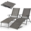 image:imageGiantex Lounge Chair Outdoor Set of 2  Tanning Chair with 6 Adjustable Backrest 2Level Footrest Folding Sunbathing Lounger for Patio Poolside Yard Chaise Lounge Chair Beach Chair BlackBrown