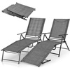 image:imageGiantex Lounge Chair Outdoor Set of 2  Tanning Chair with 6 Adjustable Backrest 2Level Footrest Folding Sunbathing Lounger for Patio Poolside Yard Chaise Lounge Chair Beach Chair BlackGrey