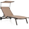image:imageGiantex Outdoor Chaise Lounge Chair Tanning Chair with Sunshade and Smooth Wheels 6Level Adjustable Position Cup Holder Metal Frame Patio Chaise Lounge for Sunbathing Yard Poolside 11