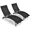 image:imageGiantex Outdoor Chaise Lounge Set of 2 Foldable Pool Lounge Chairs with 5Position Adjustable Backrest QuickDrying Fabric Patio Lounger for Backyard Beach Lawn Sunbathing Recliner BlackBlack