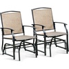 image:imageGiantex Outdoor Glider Chair WSturdy Metal Frame amp Breathable Mesh Fabric Porch Lounge Swing Rocking Chairs Set of 2 for Lawn Garden Porch Backyard Poolside Patio Gliders for OutsideKhaki