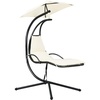 image:imageGiantex Outdoor Hanging Chaise Lounge Chair Patio Hammock Chair with Removable Canopy Cushion amp Antitoppling Rope Hanging Arc Chaise Hammock for Patio Poolside Backyard Garden Porch OrangeBeige