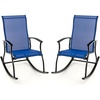 image:imageGiantex Outdoor Rocking Chair Set of 2  Patio Rocking Chairs wBreathable Backrest Sturdy Metal Frame amp Safe Ergonomic Design Cozy Fabric Rocker for Backyard Poolside 330 lbs BlackNavy