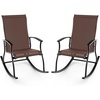 image:imageGiantex Outdoor Rocking Chair Set of 2  Patio Rocking Chairs wBreathable Backrest Sturdy Metal Frame amp Safe Ergonomic Design Cozy Fabric Rocker for Backyard Poolside 330 lbs BlackBrown