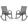 image:imageGiantex Outdoor Rocking Chairs Set of 2 Patio Rocking Chairs wBreathable Seat amp Back HeavyDuty Metal Support Ergonomic Outside Rocker for Backyard Poolside Garden 2 BrownGrey