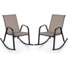 image:imageGiantex Outdoor Rocking Chairs Set of 2 Patio Rocking Chairs wBreathable Seat amp Back HeavyDuty Metal Support Ergonomic Outside Rocker for Backyard Poolside Garden 2 BrownLight Coffee