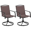 image:imageGiantex Outdoor Swivel Chairs Set of 2 All Weather 360 Patio Rockers with High Backrest Breathable Seat HeavyDuty Round Metal Base Patio Dining Chairs for Porch Garden Lawn Poolside BlackBrown