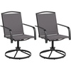 image:imageGiantex Outdoor Swivel Chairs Set of 2 All Weather 360 Patio Rockers with High Backrest Breathable Seat HeavyDuty Round Metal Base Patio Dining Chairs for Porch Garden Lawn Poolside BlackGrey