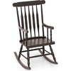image:imageGiantex Outdoor Wood Rocking Chair  Patio Rocking Chair with Solid Rubber Wood Frame Slat Back Outside amp Indoor Rocker for Garden Poolside Balcony Backyard Lawn Front Porch Rocker NaturalDark Coffee