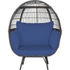 image:imageGiantex Oversized Wicker Egg Chair Outdoor amp Indoor Hammock Chair with Thick Cushions 2Person PE Rattan Lounge Chair Swing Chair for Patio BackyardPorch 450 LBS Weight Capacity Mix BrownDark Blue