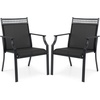 image:imageGiantex Patio Chairs Set of 2 Outdoor Chairs with All Weather Fabric High Backrest Armrests Heavy Duty Metal Armchair Outside Dining Chairs for Porch Lawn Garden Yard Pool Blue amp BlackBlack