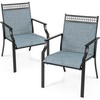 image:imageGiantex Patio Chairs Set of 2 Outdoor Chairs with All Weather Fabric High Backrest Armrests Heavy Duty Metal Armchair Outside Dining Chairs for Porch Lawn Garden Yard Pool Blue amp BlackBlue  Black