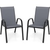 image:imageGiantex Patio Chairs Set of 2 Stackable Outdoor Dining Chairs with Breathable amp QuickDry Fabric amp Armrests for All Weather Lawn Backyard PoolsidePorch Deck 330 LBS Capacity BlueGrey