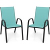 image:imageGiantex Patio Chairs Set of 2 Stackable Outdoor Dining Chairs with Breathable amp QuickDry Fabric amp Armrests for All Weather Lawn Backyard PoolsidePorch Deck 330 LBS Capacity BlueTurquoise Blue