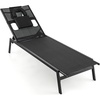 image:imageGiantex Patio Chaise Lounge Chair  Outdoor Lounge Chaise with Face Hole Detachable Head Pillows 5Position Adjustable Tanning Chair for Poolside Yard Deck Outside Sunbathing Chair 1 Black
