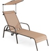 image:imageGiantex Patio Chaise Lounge Chair Outdoor Beach Chair with Adjustable Canopy Cupholder 5Level Backrest Metal Frame Sunbathing Lounger for Tanning Outside Poolside Yard Lawn BrownBrown